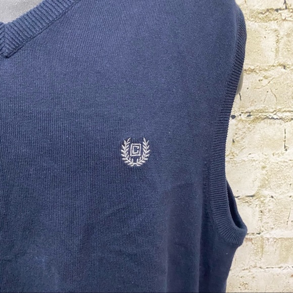 Chaps Navy Blue V Neck Cotton Sweater Vest - Picture 2 of 4
